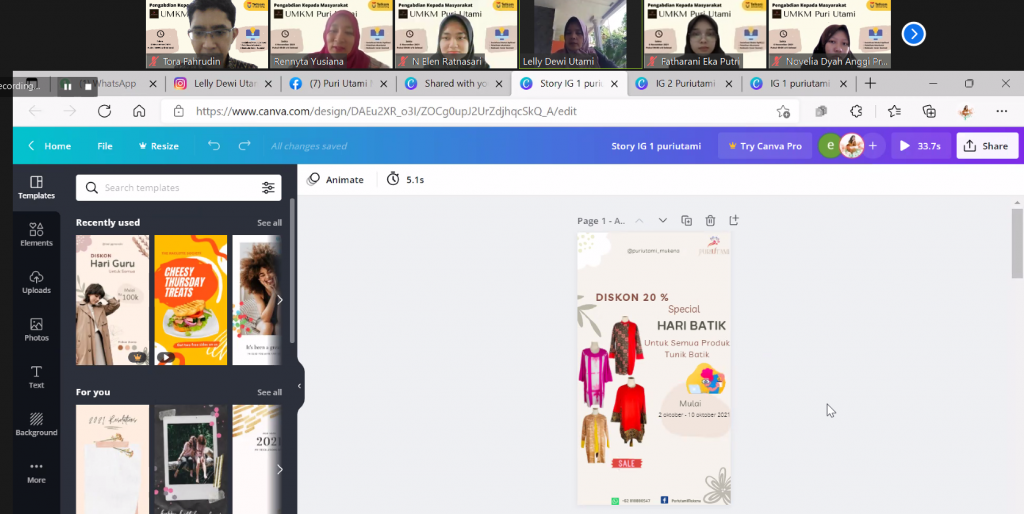 Re-desain Cover Sosial Media UMKM Puri Utami